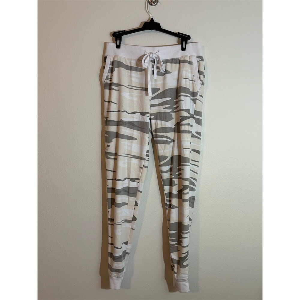 Z Supply Jogger Sweatpants Womens Size M White Gray Camo Drawstring